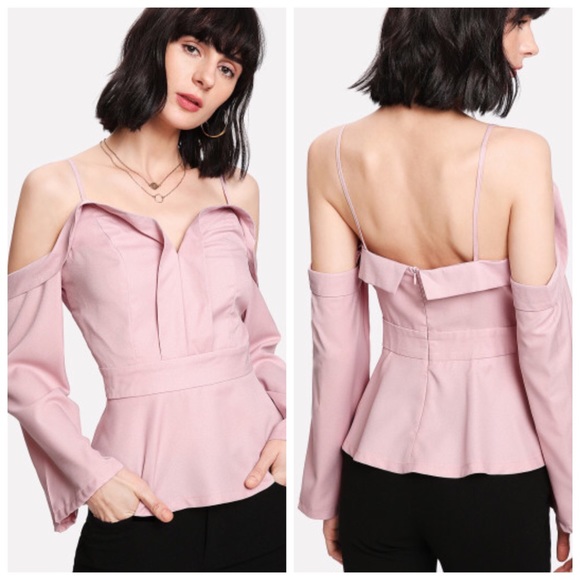 Tops - Pink Drop Sleeve Off Shoulder Top